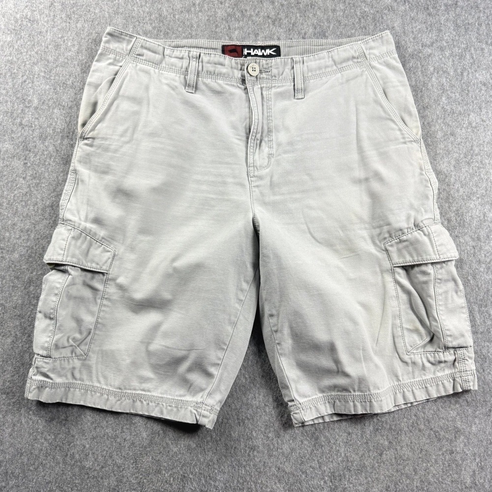 Tony Hawk Mens Gray Cargo Shorts 34 Skateboard Y2K Streetwear Utility Gorpcore
